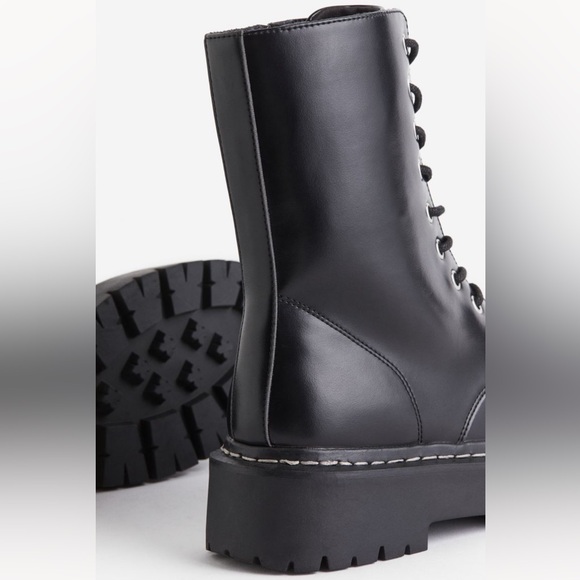 H&M Lace Up Ankle Combat Boots NWT - Picture 4 of 8
